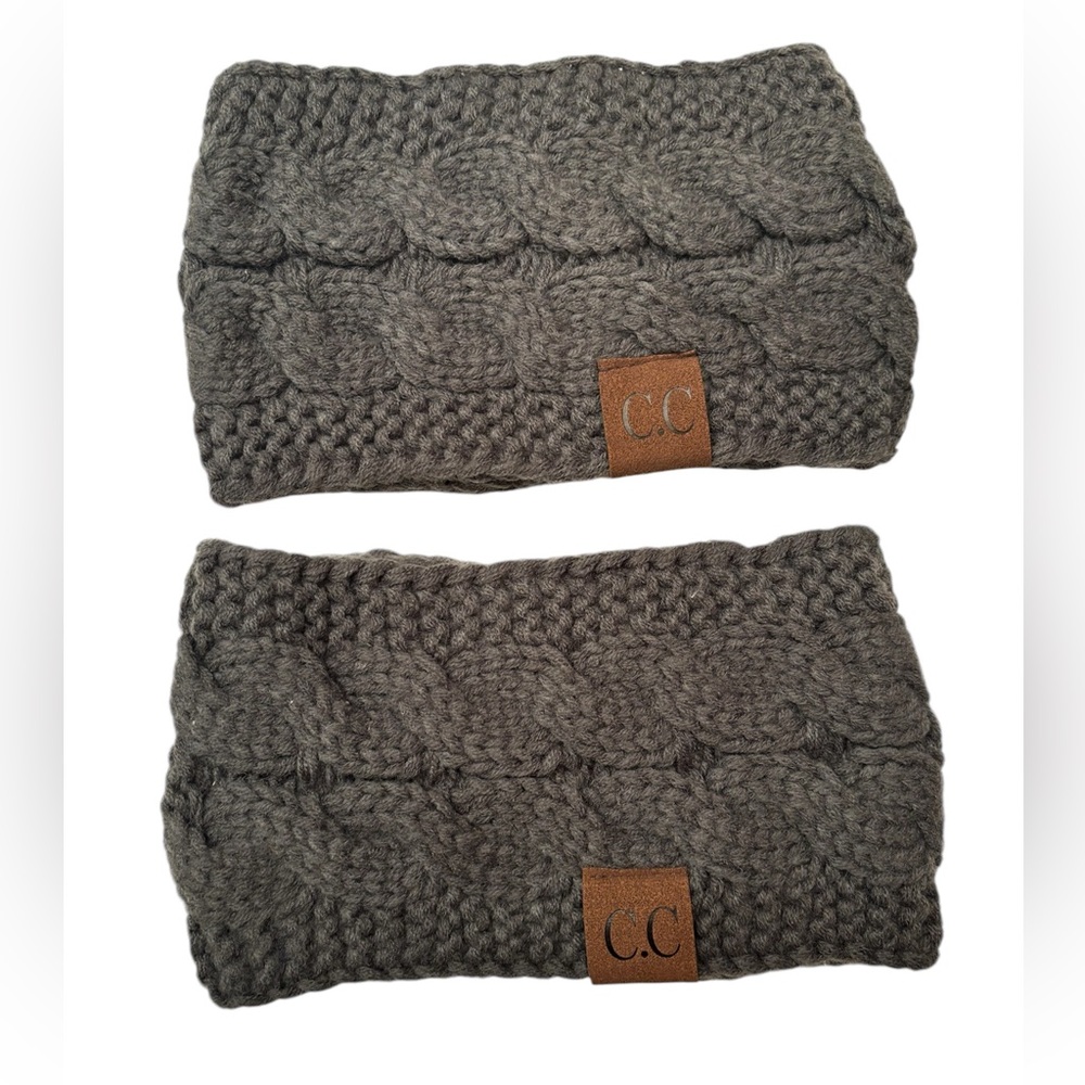 EUC-2 C.C solid cable knit charcoal grey head wraps warm